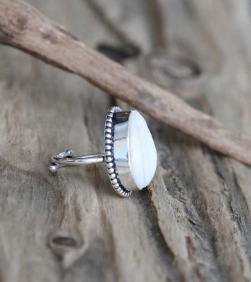 Ring Kaurimuschel, massives 925 Sterling Silber