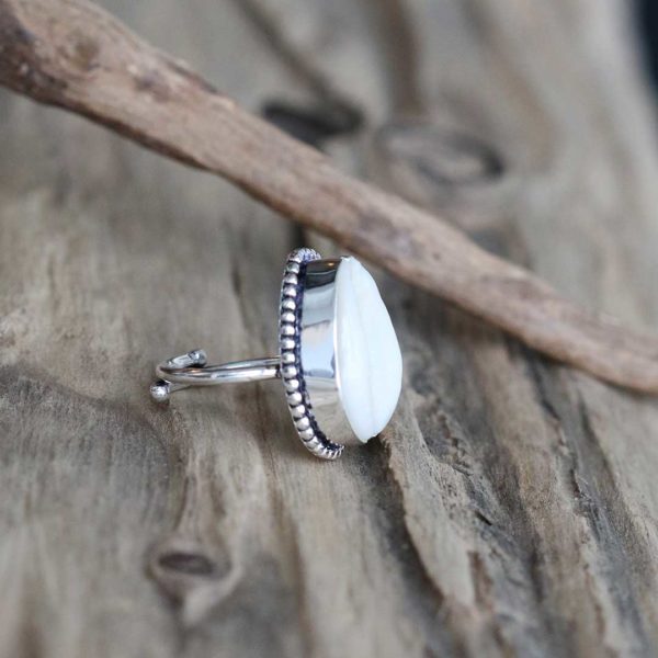 Ring Kaurimuschel, massives 925 Sterling Silber
