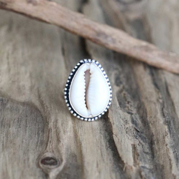 Ring Kaurimuschel, massives 925 Sterling Silber
