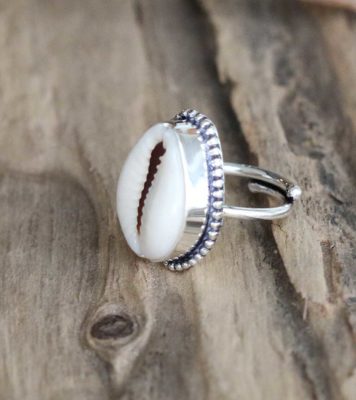 Ring Kaurimuschel, massives 925 Sterling Silber