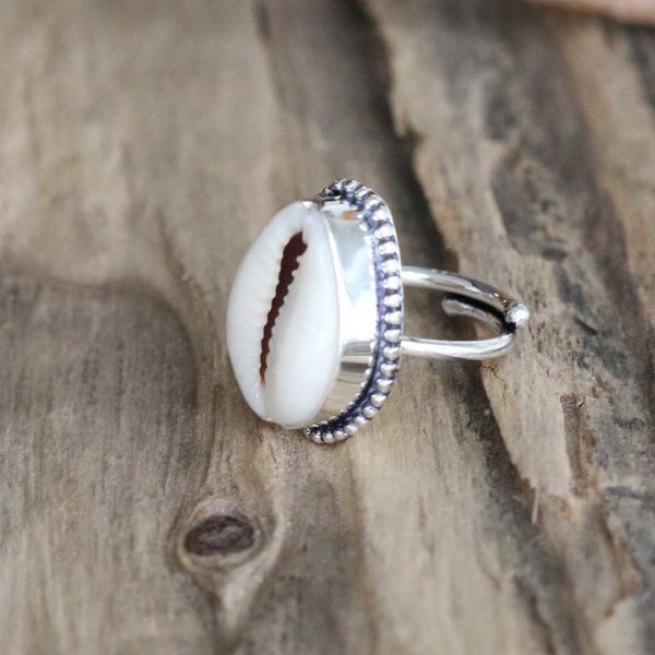 Ring Kaurimuschel, massives 925 Sterling Silber