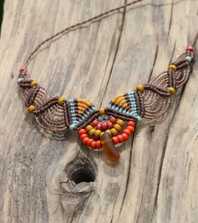 Ethno - Makramee - Schmuck mit Seeglas / Strandglas - Strandgut