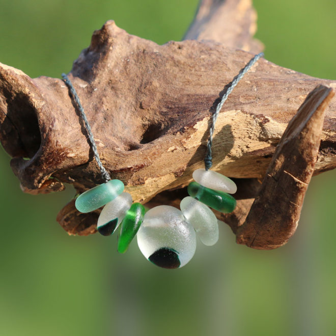 Collier Unterwasserwelt, Seeglas / Meerglas / Strandglas - Schmuck aus Strandgut