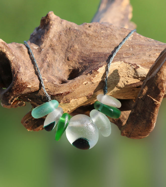 Collier Unterwasserwelt, Seeglas / Meerglas / Strandglas - Schmuck aus Strandgut