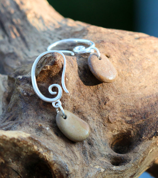 Ohrringe Stadtkind mit Strandsteinen aus 925 Sterling Silber, Ethno-Style