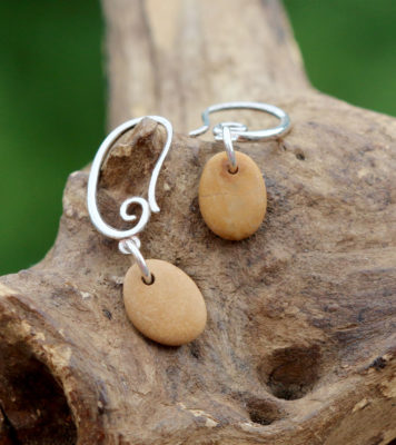 Ohrringe Stadtkind mit Strandsteinen aus 925 Sterling Silber, Ethno-Style