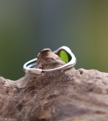 Ring mit Seeglas / Meerglas, 925 Sterling Silber, keltisch, Ethno