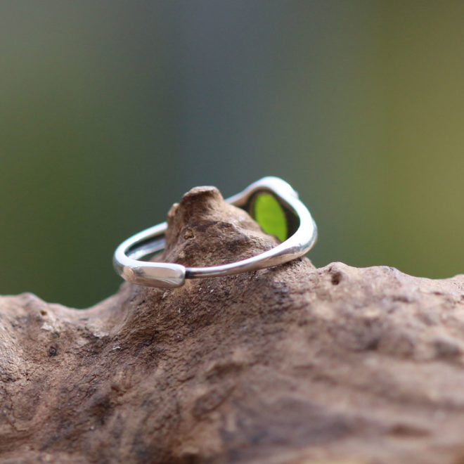 Ring mit Seeglas / Meerglas, 925 Sterling Silber, keltisch, Ethno