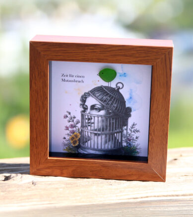 Bild mit Vögel aus Seeglas / Strandscherbe - Zeit für einen Mutausbruch