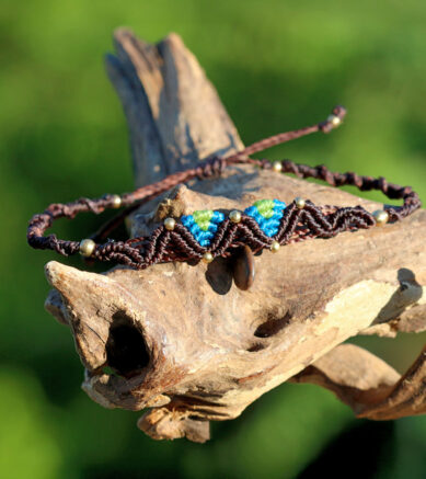 Ethno-Armband mit Kieselstein / Strandstein, Peru, Inka