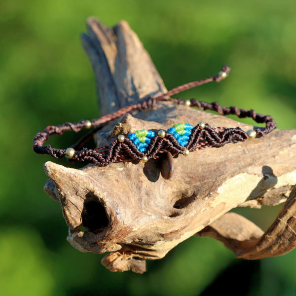Ethno-Armband mit Kieselstein / Strandstein, Peru, Inka