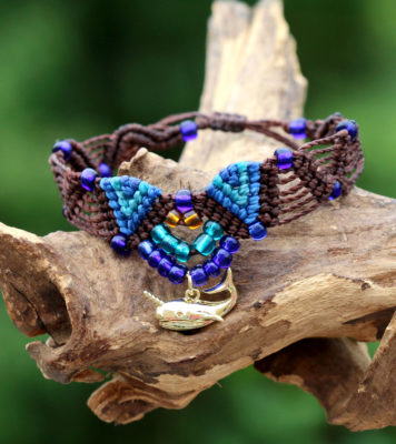 Makramee-Armband Narwal - Einhorn des Meeres