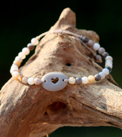 Schmuck aus Kieselsteinen - Armband Real Lovestory - mit Herz und Halbedelstein Amazonit