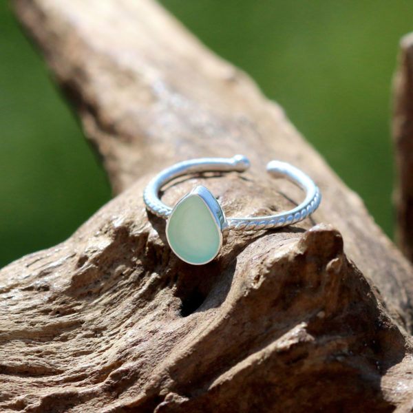 Schmuck aus Seeglas und 925 Sterling Silber, Ring Ocean Drop.