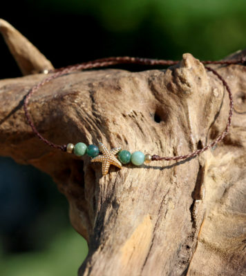Zartes Armbändchen mit Seestern und indischem Achat