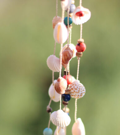 Kokosnuss - Windspiel mit Muscheln und Tagua - Nuss