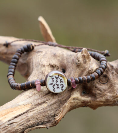 Armband Let the sea set you free - Keramik - Wendeperle mit Kokosnussperlen