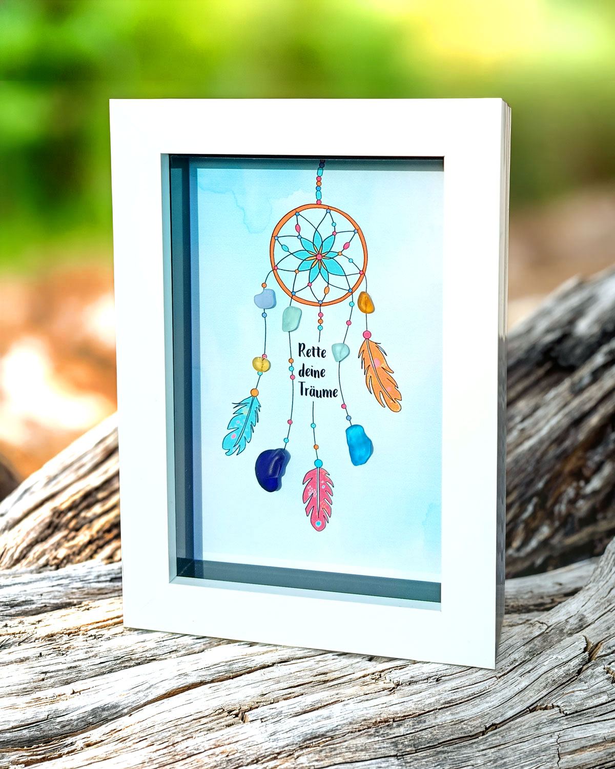 Bild Rette deine Träume - Traumfänger mit Seeglas / Strandscherben