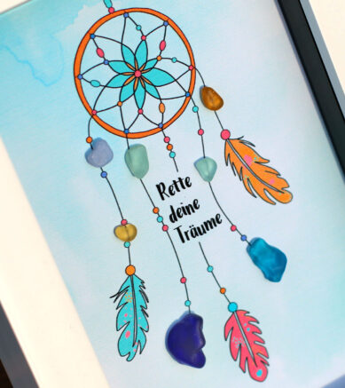 Bild Rette deine Träume - Traumfänger mit Strandglas / Strandscherben