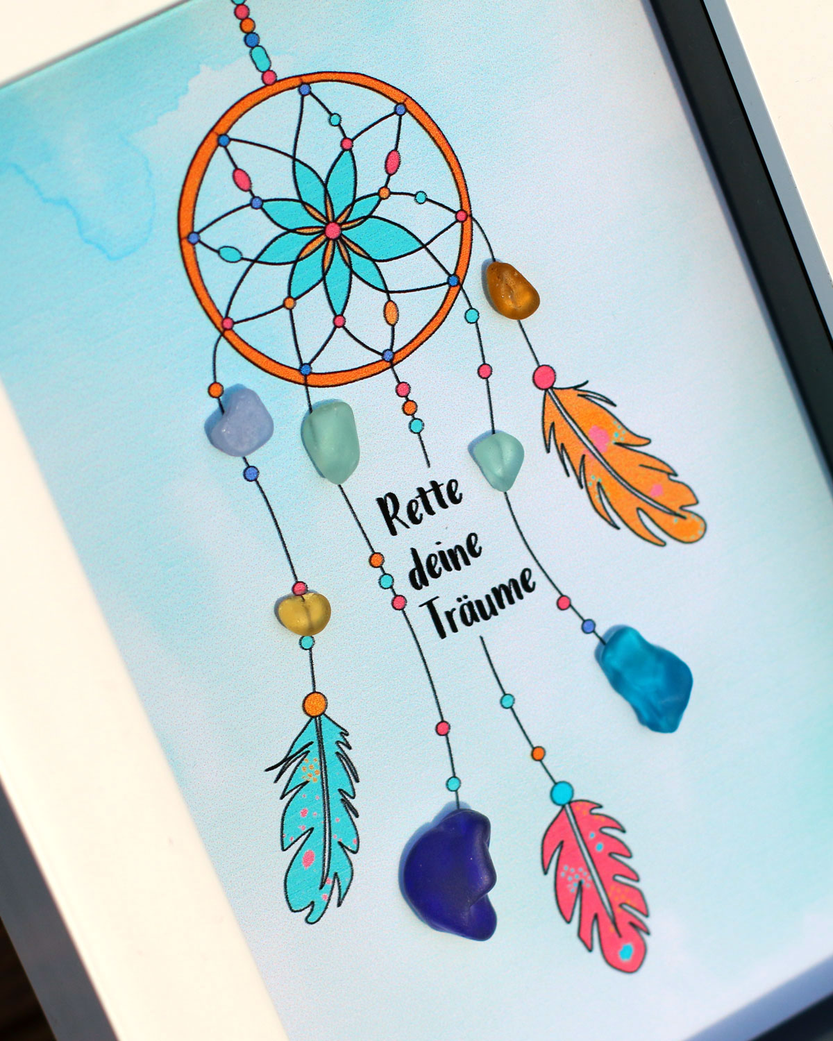 Bild Rette deine Träume - Traumfänger mit Strandglas / Strandscherben